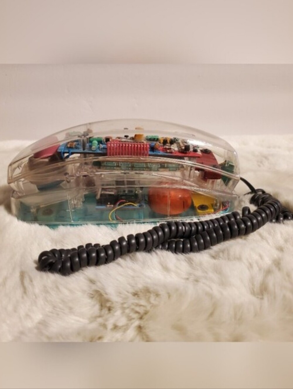Vintage 80's Retro Clear Neon Blue Unisonic Novelty Telephone Model 6900